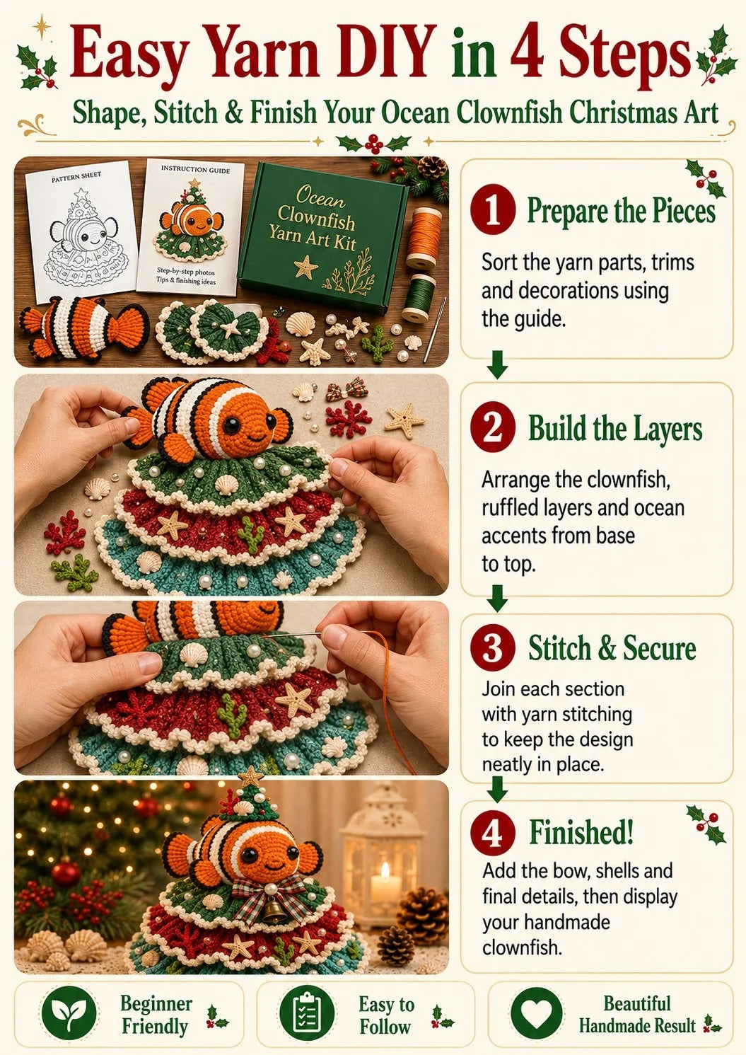 DIY Ocean-Themed Christmas Tree Crochet Kit