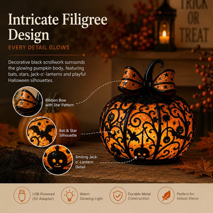 Tiffany-style Halloween pumpkin lamp
