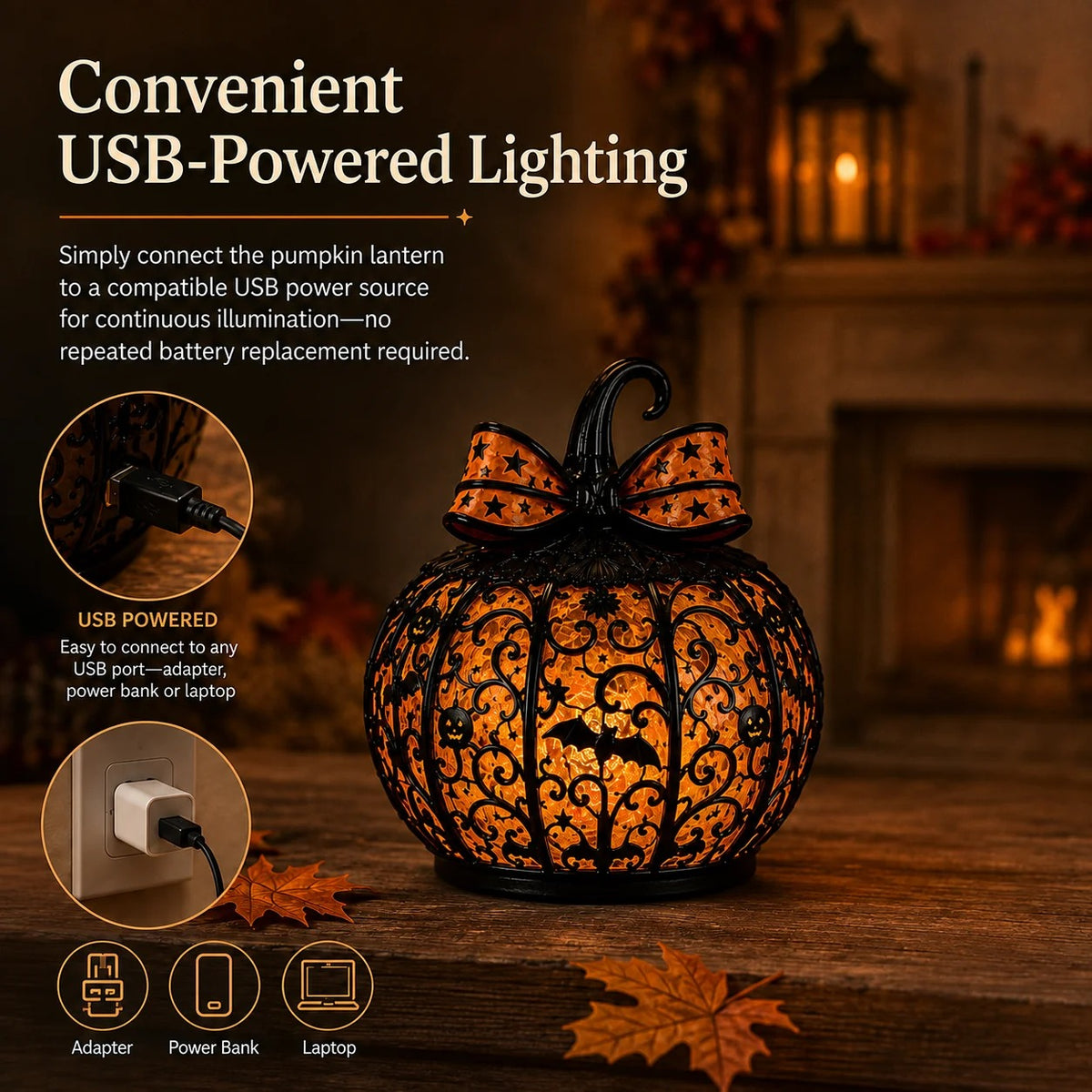 Tiffany-style Halloween pumpkin lamp