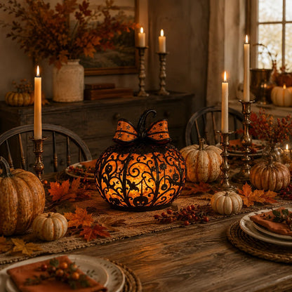 Tiffany-style Halloween pumpkin lamp