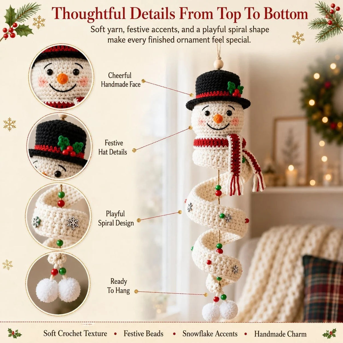 DIY Crochet Christmas Spiral Decoration Kit