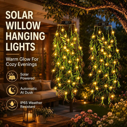 Solar-powered waterproof LED light shaped like a willow plant