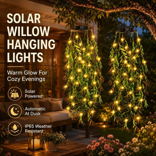 Solar-powered waterproof LED light shaped like a willow plant