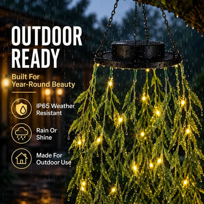 Solar-powered waterproof LED light shaped like a willow plant