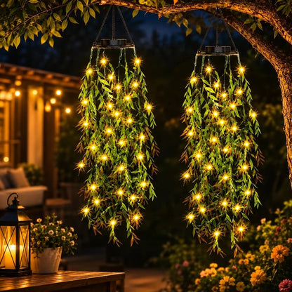 Solar-powered waterproof LED light shaped like a willow plant