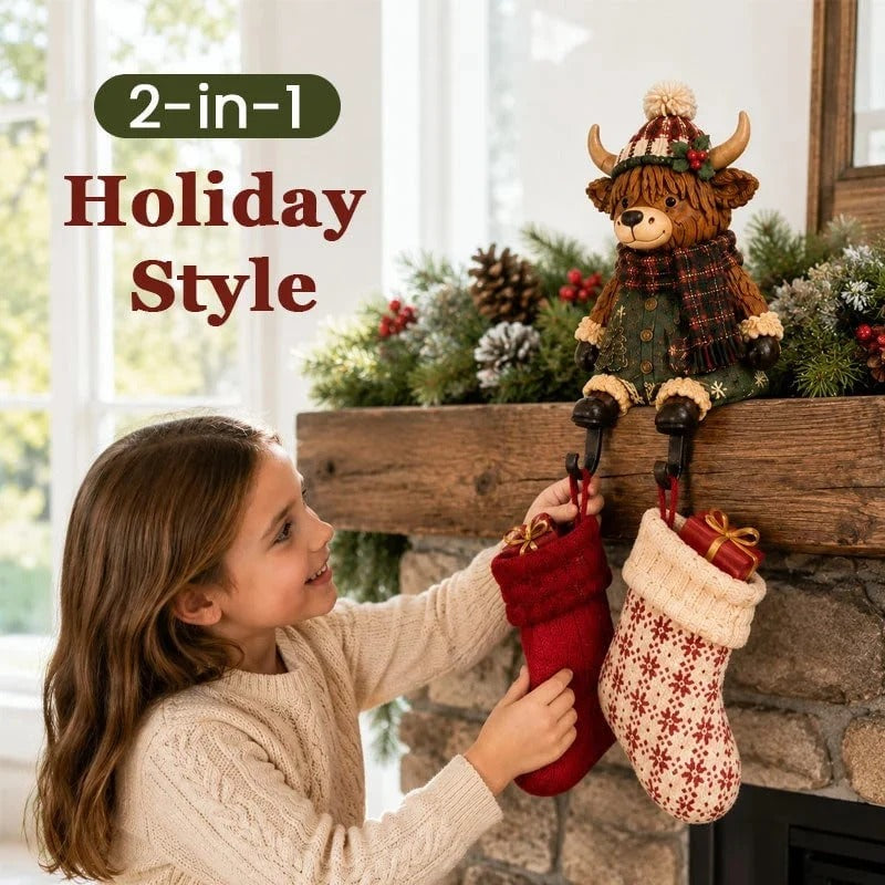 Christmas Stocking Holder / Bookshelf Holiday Decoration Ornament