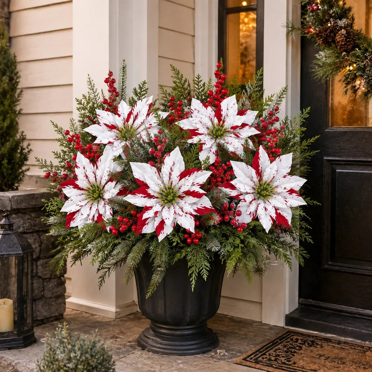 Artificial Poinsettia Potted Plant Insert
