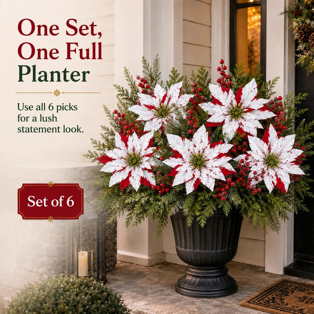 Artificial Poinsettia Potted Plant Insert