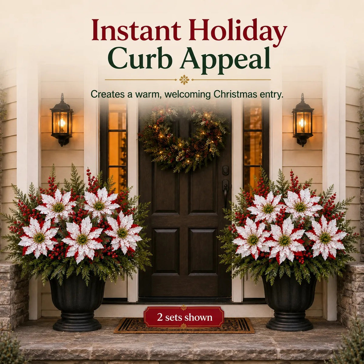 Artificial Poinsettia Potted Plant Insert
