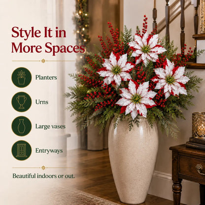 Artificial Poinsettia Potted Plant Insert