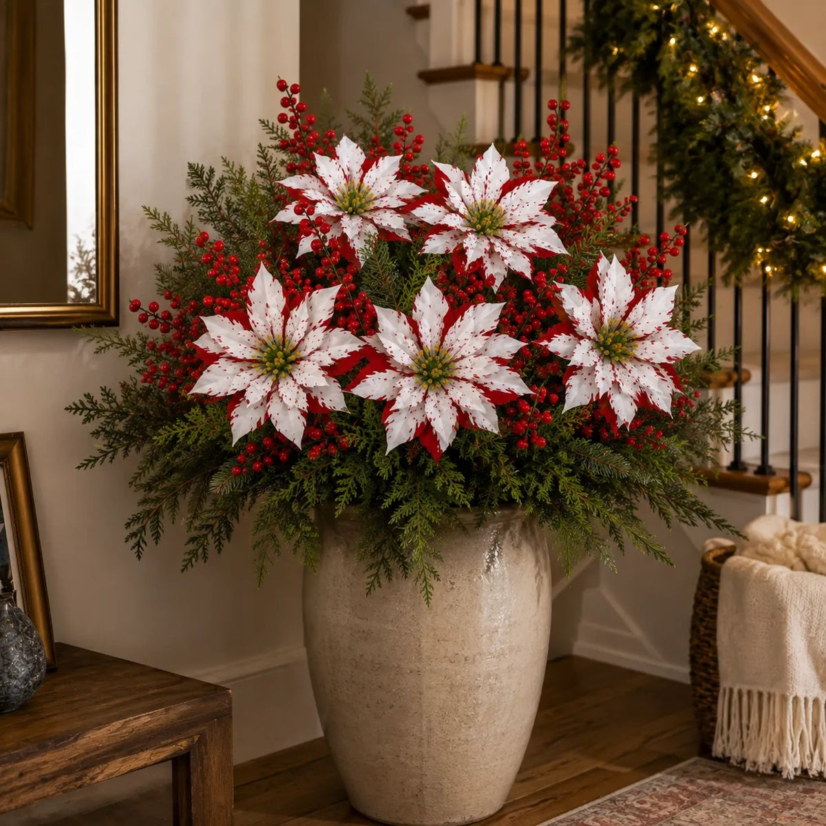 Artificial Poinsettia Potted Plant Insert