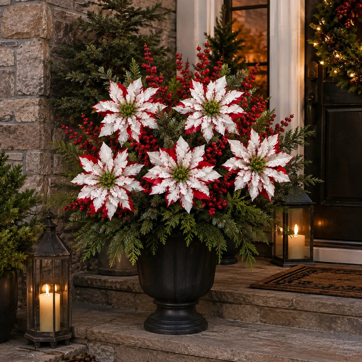 Artificial Poinsettia Potted Plant Insert
