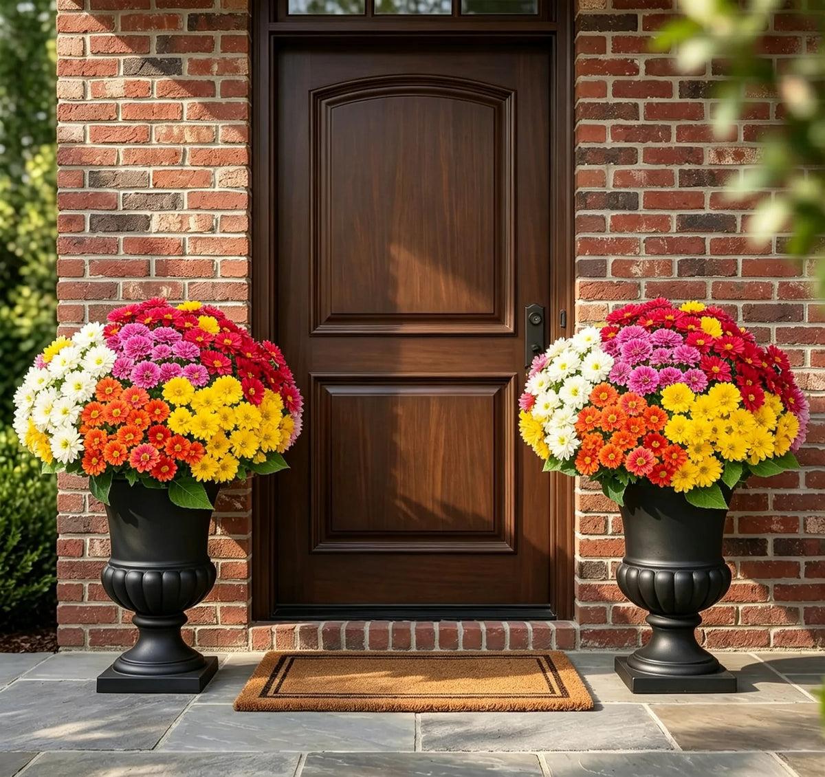 Artificial Outdoor Sunset Mums Flowers - UVresistant, Waterproof, Windproof