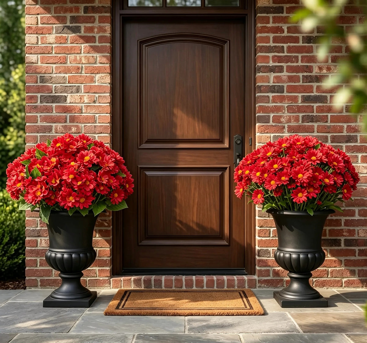 Artificial Outdoor Sunset Mums Flowers - UVresistant, Waterproof, Windproof