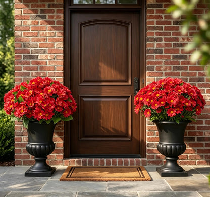 Artificial Outdoor Sunset Mums Flowers - UVresistant, Waterproof, Windproof