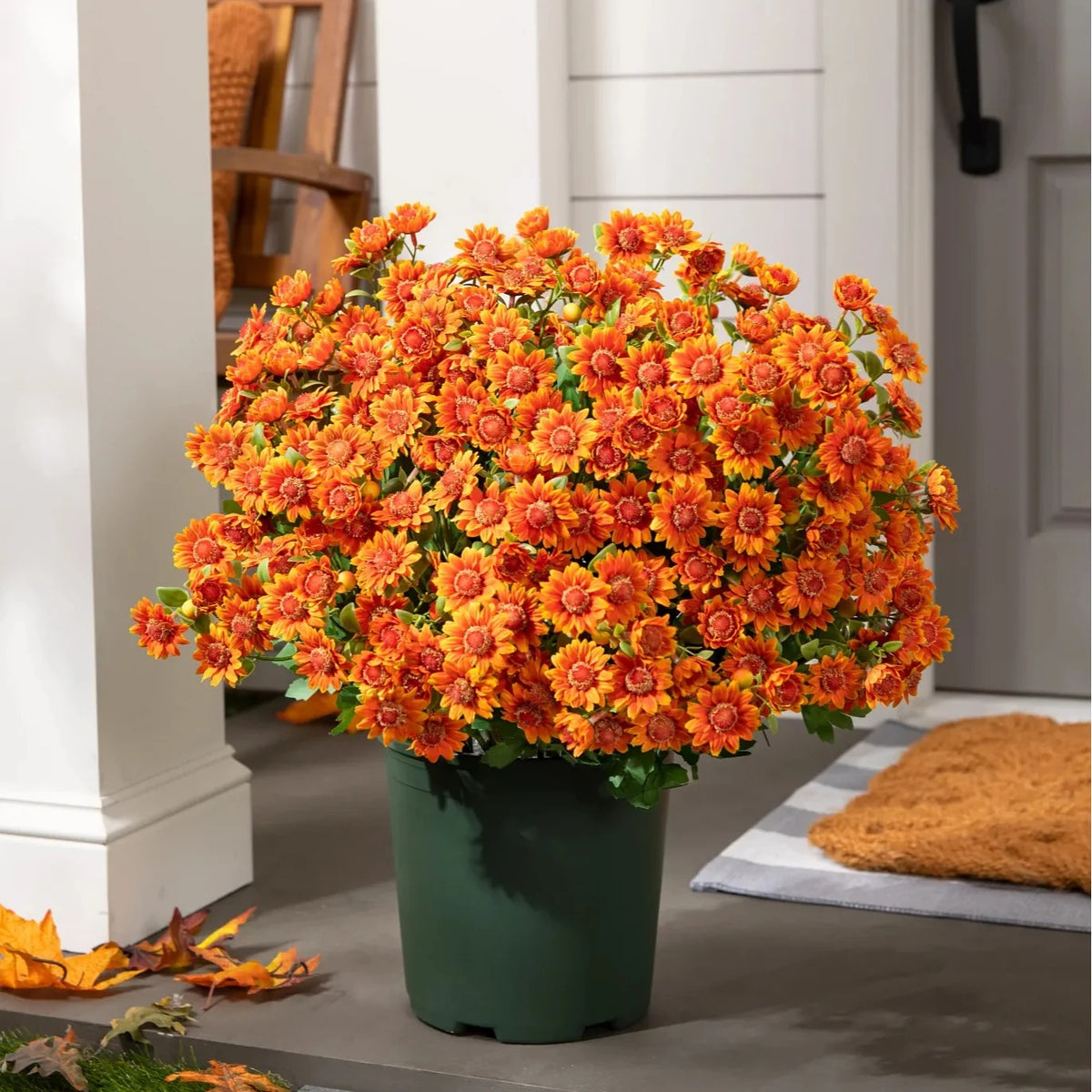 Artificial Outdoor Sunset Mums Flowers - UVresistant, Waterproof, Windproof