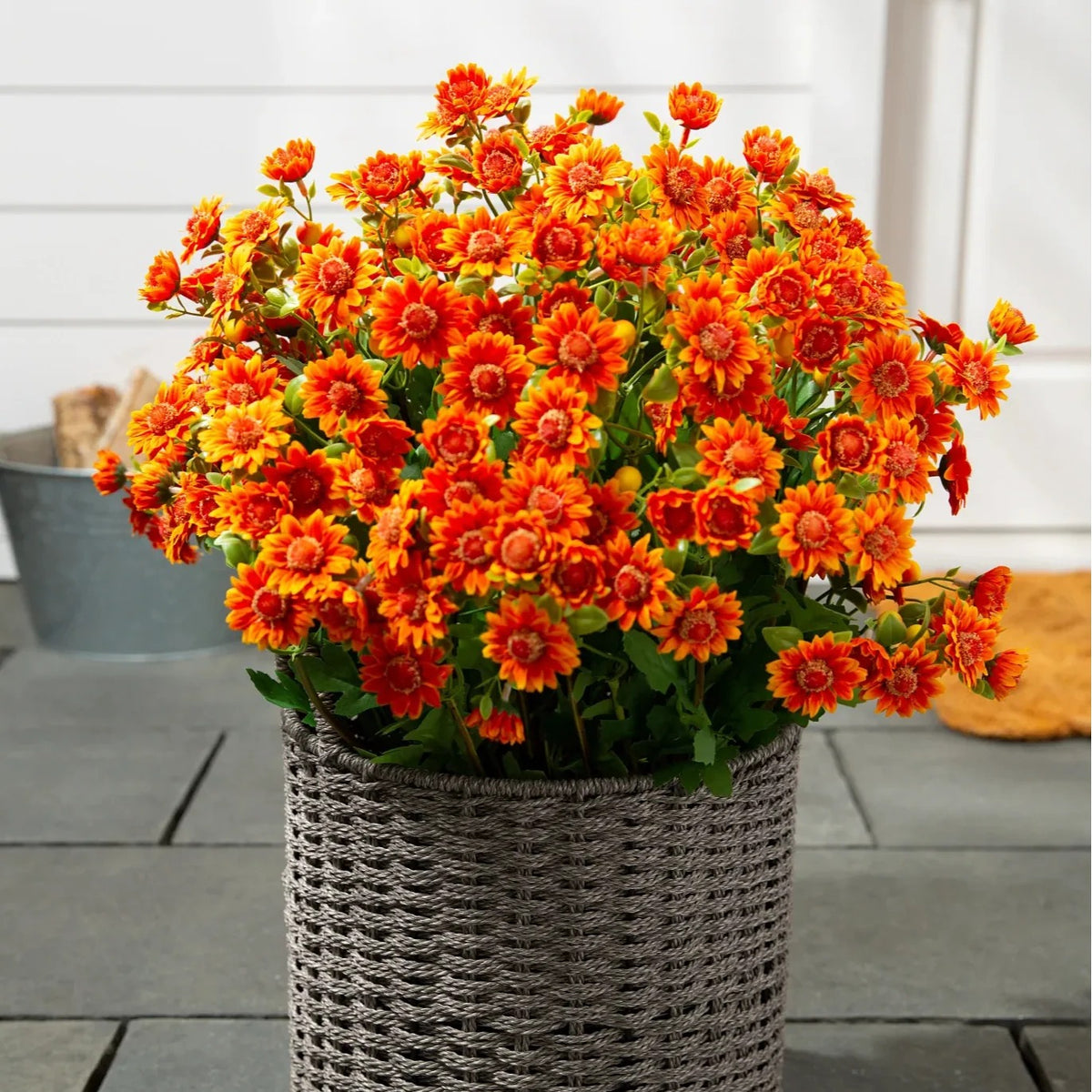 Artificial Outdoor Sunset Mums Flowers - UVresistant, Waterproof, Windproof