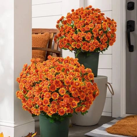 Artificial Outdoor Sunset Mums Flowers - UVresistant, Waterproof, Windproof