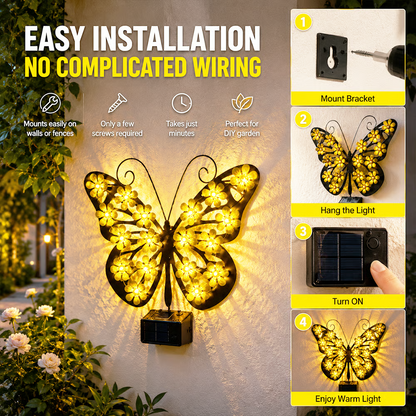 Beautiful Solar Metal Butterfly Garden Light