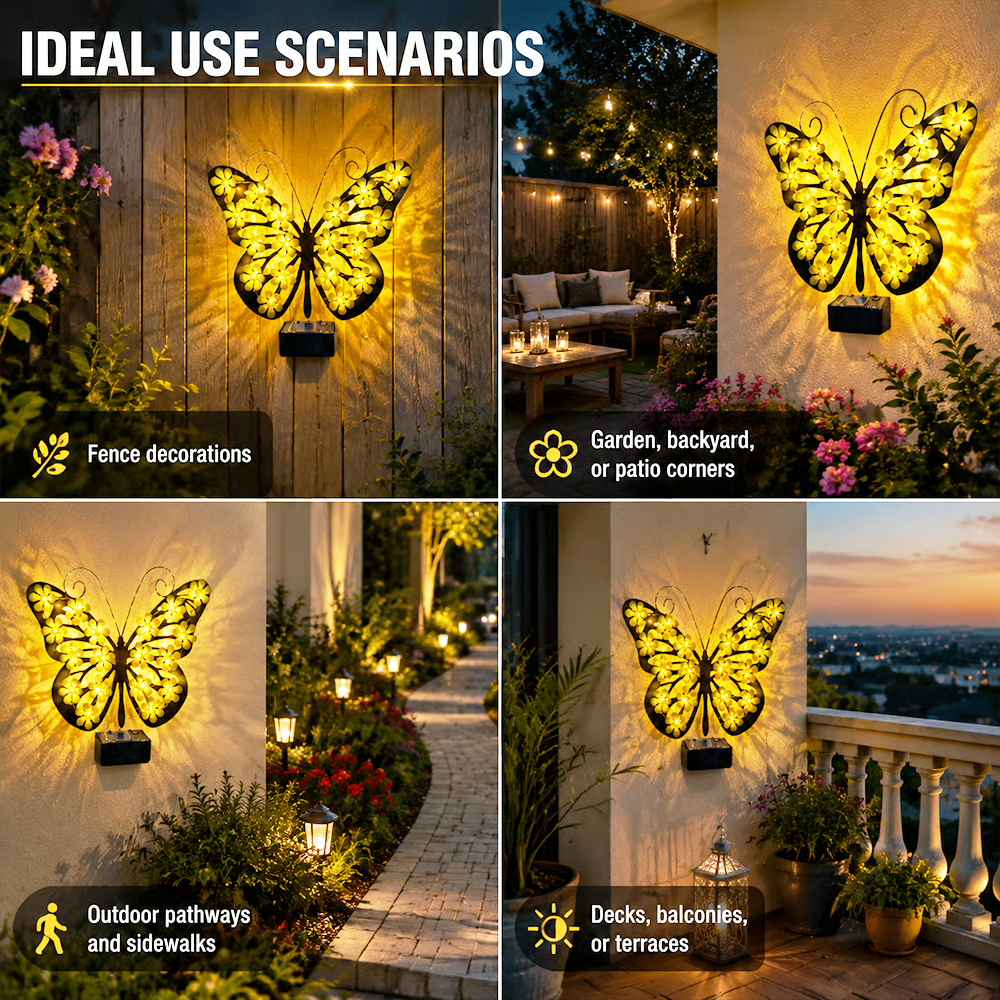 Beautiful Solar Metal Butterfly Garden Light