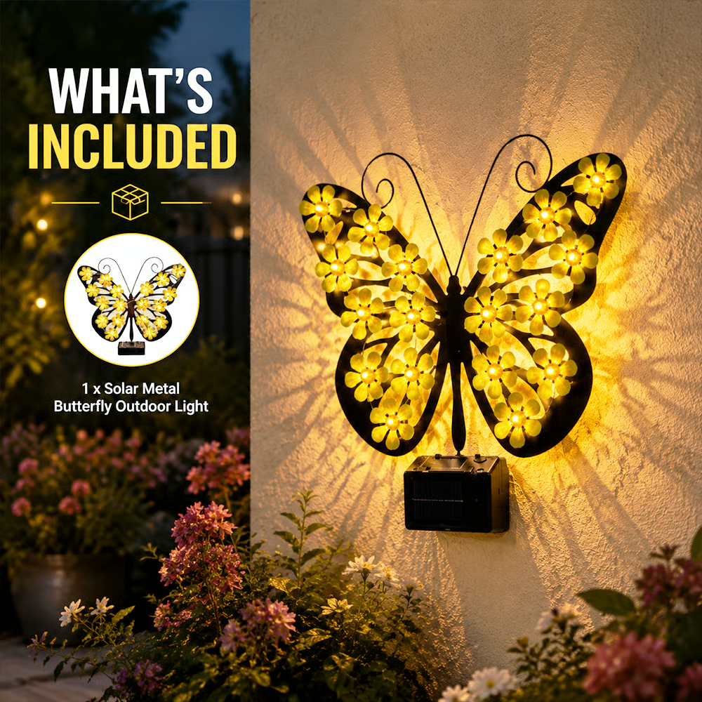 Beautiful Solar Metal Butterfly Garden Light