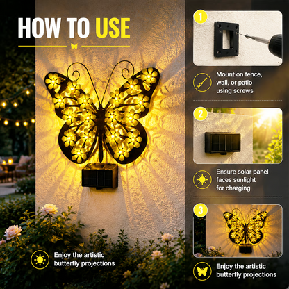 Beautiful Solar Metal Butterfly Garden Light