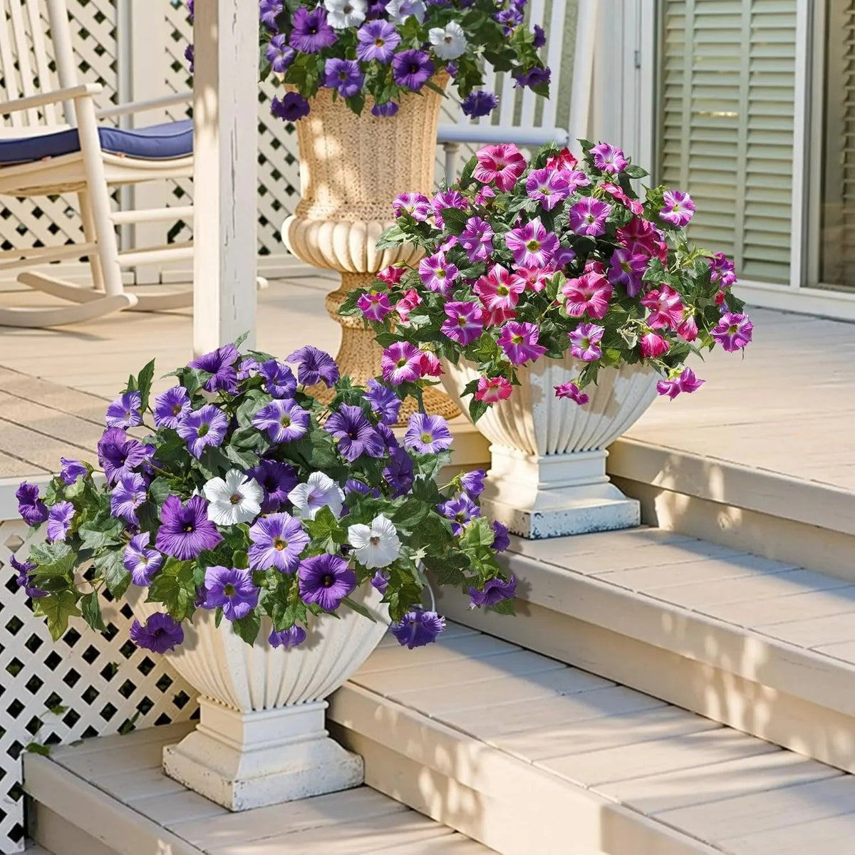 UV-Resistant Artificial Petunias - Vibrant,Colorfast Outdoor Flowers for Patio &Garden