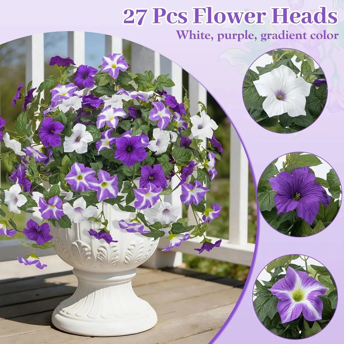 UV-Resistant Artificial Petunias - Vibrant,Colorfast Outdoor Flowers for Patio &Garden