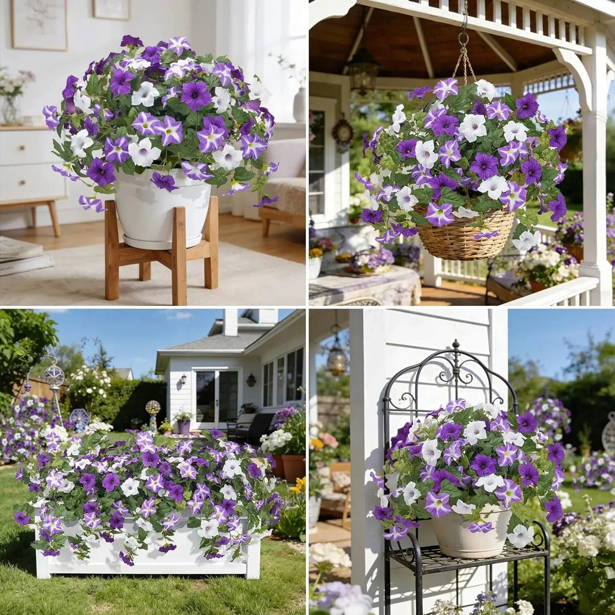 UV-Resistant Artificial Petunias - Vibrant,Colorfast Outdoor Flowers for Patio &Garden