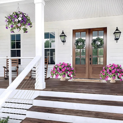 UV-Resistant Artificial Petunias - Vibrant,Colorfast Outdoor Flowers for Patio &Garden
