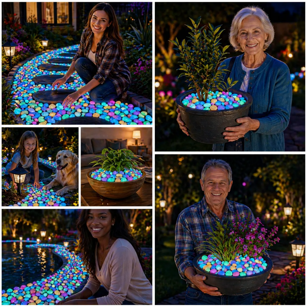 Colorful Glow-in-the-Dark Garden Stones