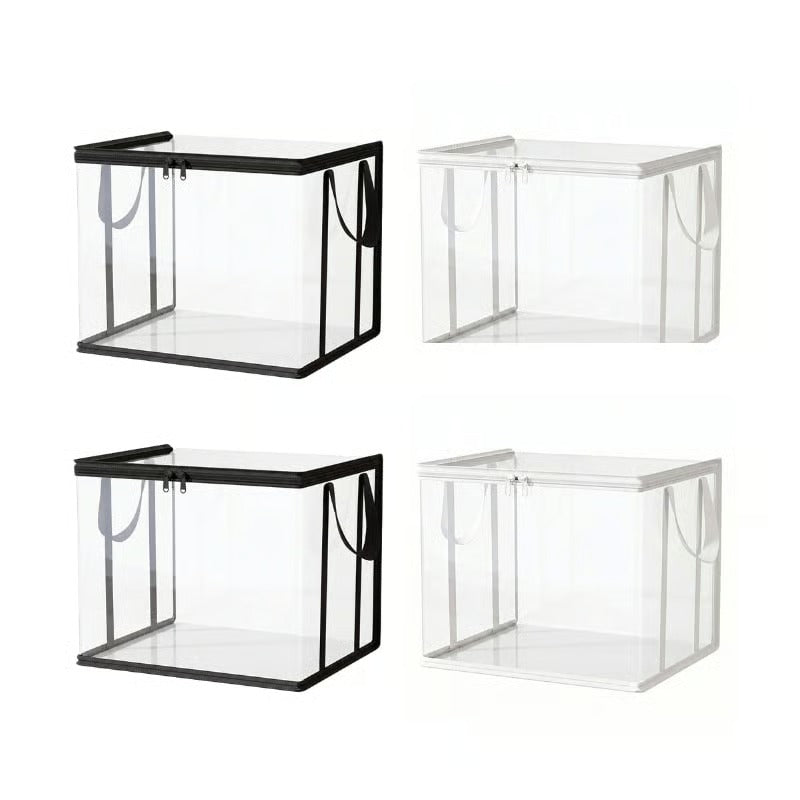 Large Clear Thick Plastic Storage Box with Hinged Lid