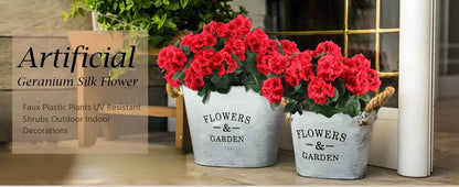 Artificial geraniums for outdoor use, UV-resistant garden plants, artificial flowers