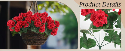 Artificial geraniums for outdoor use, UV-resistant garden plants, artificial flowers
