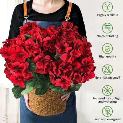 Artificial geraniums for outdoor use, UV-resistant garden plants, artificial flowers