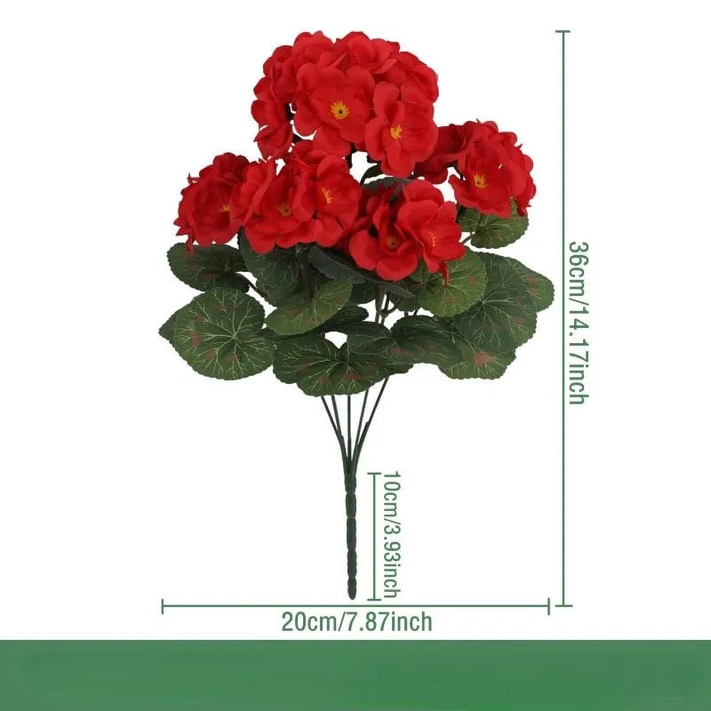 Artificial geraniums for outdoor use, UV-resistant garden plants, artificial flowers