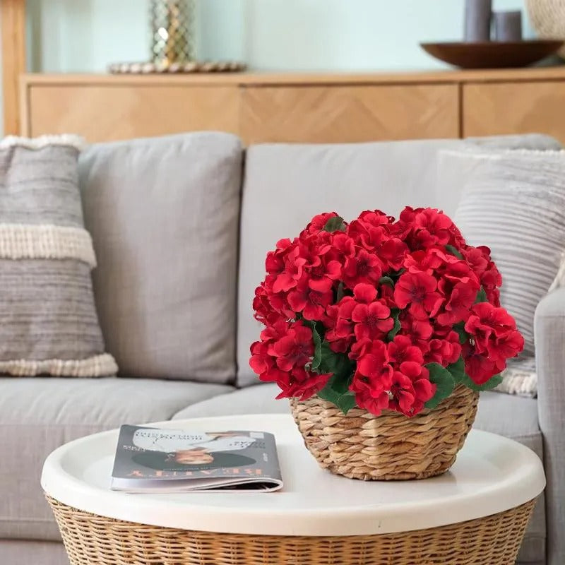 Artificial geraniums for outdoor use, UV-resistant garden plants, artificial flowers