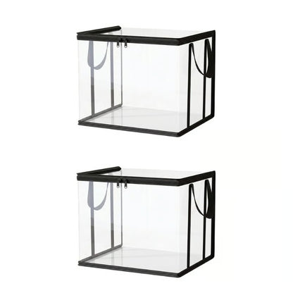 Large Clear Thick Plastic Storage Box with Hinged Lid