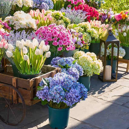 Artificial Outdoor Hydrangea Flowers - UV resistant, Waterproof, Windproof