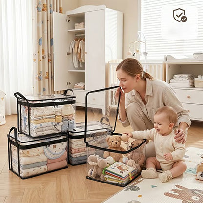 Large Clear Thick Plastic Storage Box with Hinged Lid