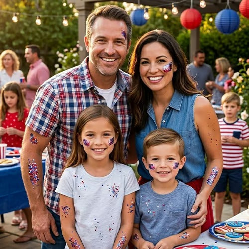 Red, white, and blue body flash sticks
