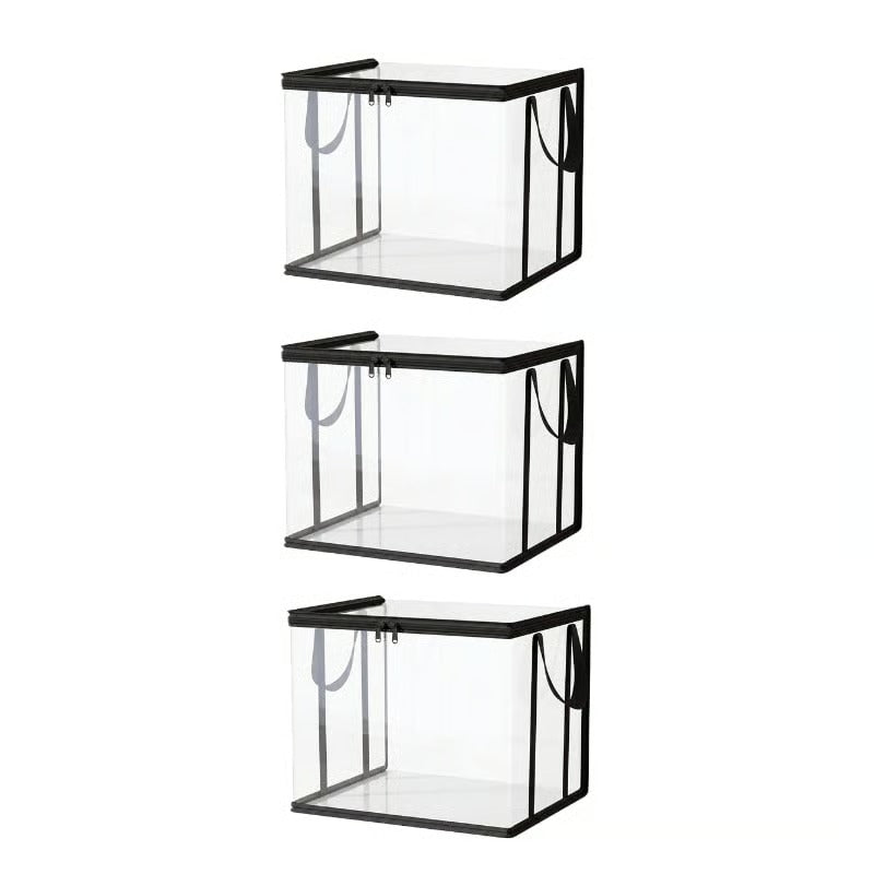 Large Clear Thick Plastic Storage Box with Hinged Lid
