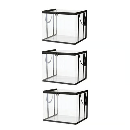 Large Clear Thick Plastic Storage Box with Hinged Lid