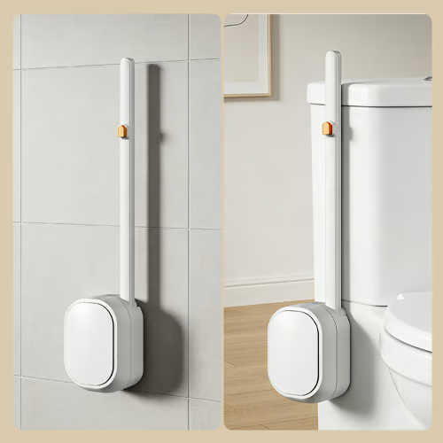Hands-Free Flip-Top Disposable Toilet Brush