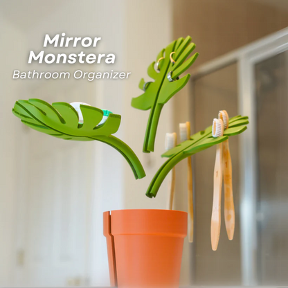 No-Drill Monstera Toothbrush Holder – Bathroom Mount Organizer with Plant Aesthetic & Multi-Purpose Storage