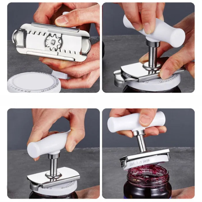 Stainless Steel Labor-Saving Jar Opener, Universal Bottle Lid Remover for Glass Cans, Jars & Bottles
