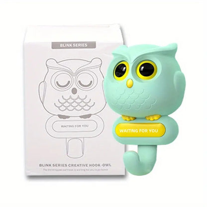 Adorable Owl Wall Hook with Moving Eyes – Punch-Free Adhesive Hanger for Home Organization & Fun Decor