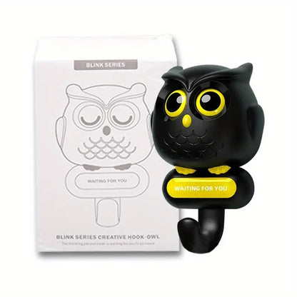 Adorable Owl Wall Hook with Moving Eyes – Punch-Free Adhesive Hanger for Home Organization & Fun Decor