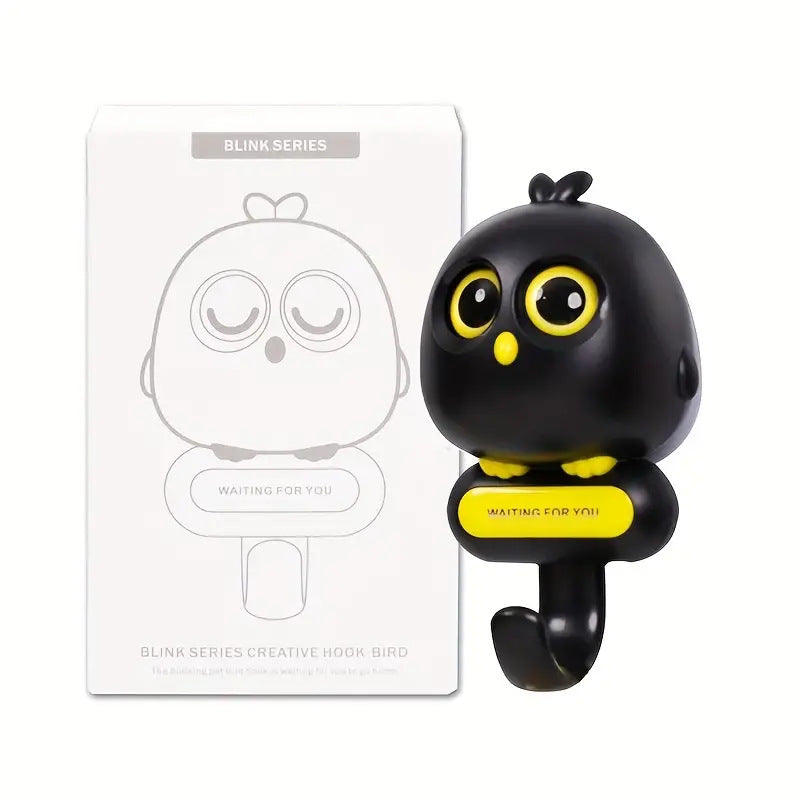 Adorable Owl Wall Hook with Moving Eyes – Punch-Free Adhesive Hanger for Home Organization & Fun Decor
