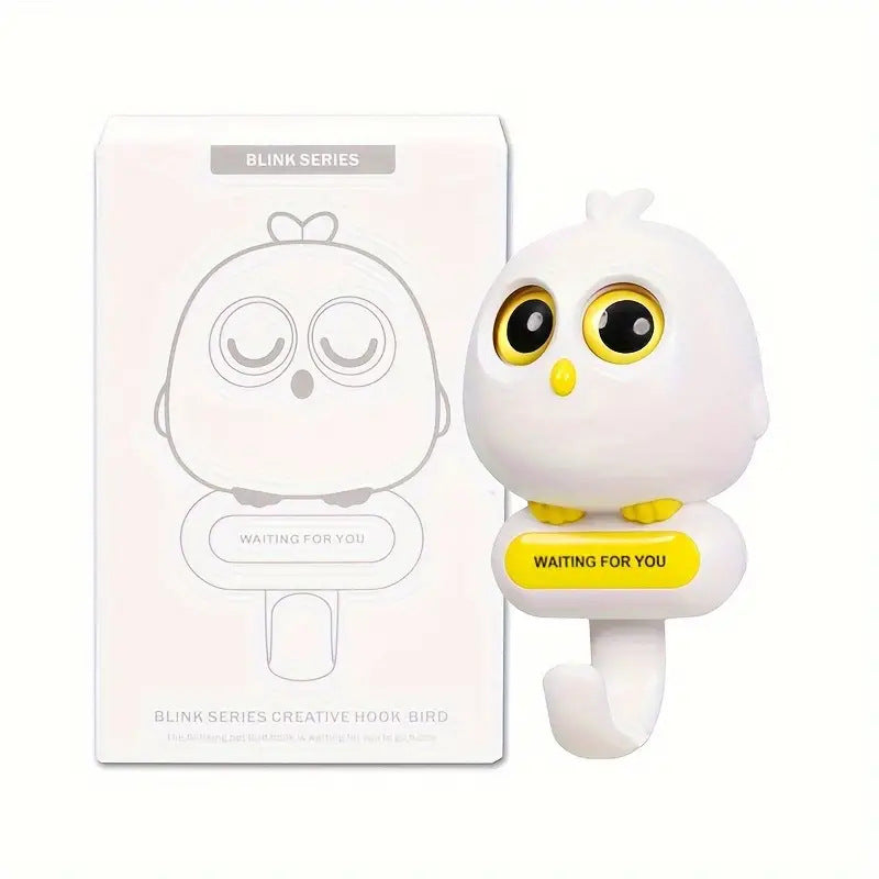 Adorable Owl Wall Hook with Moving Eyes – Punch-Free Adhesive Hanger for Home Organization & Fun Decor